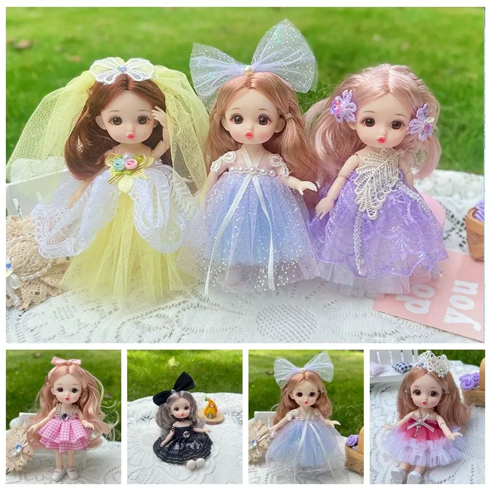 16 Cm Big Eyes Princess BJD Doll Movabl 13 Joints 16cm Bjd Doll Sweet Korean Makeup Look 13 Movable Joints Mini Girl Toy