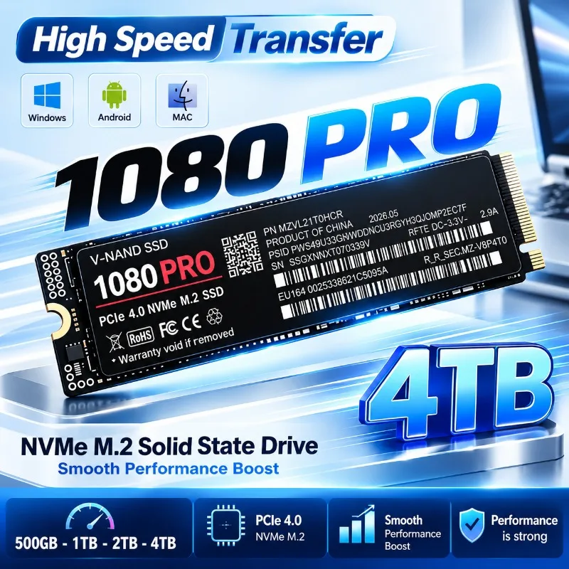 Internal M.2 NVMe SSD 1080PRO 7300MB/s PCIe Gen4.0 X4 TLC 3D NAND 500GB 1TB 2TB 4TB 2280 Gaming Drive For PS5 PC Laptop