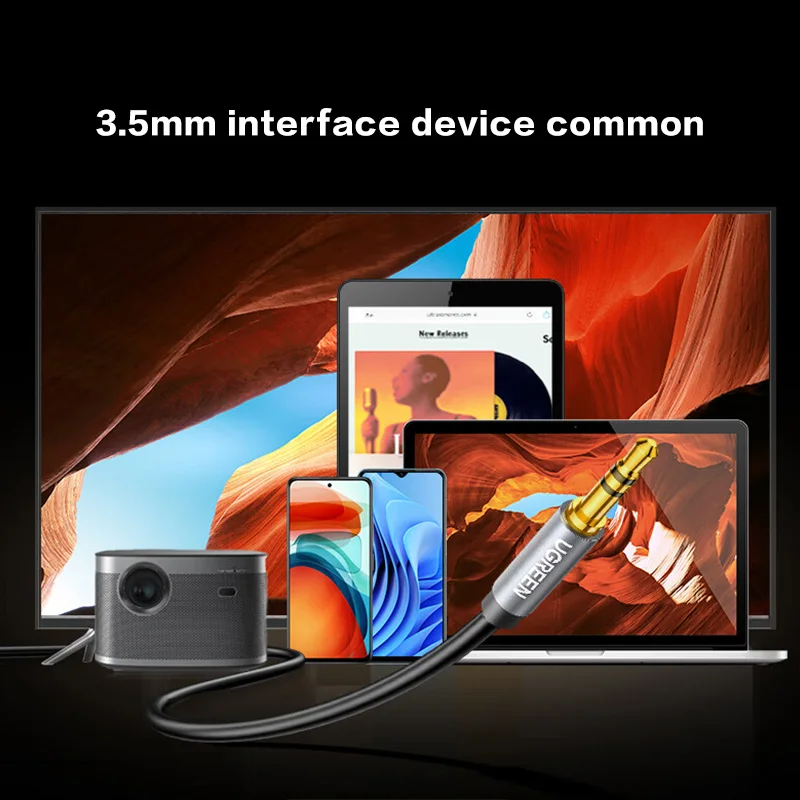 UGREEN 3.5mmオス-オスオーディオケーブル PVC製AUXケーブル オーディオ補助入力アダプター ヘッドホン/カースピーカー用