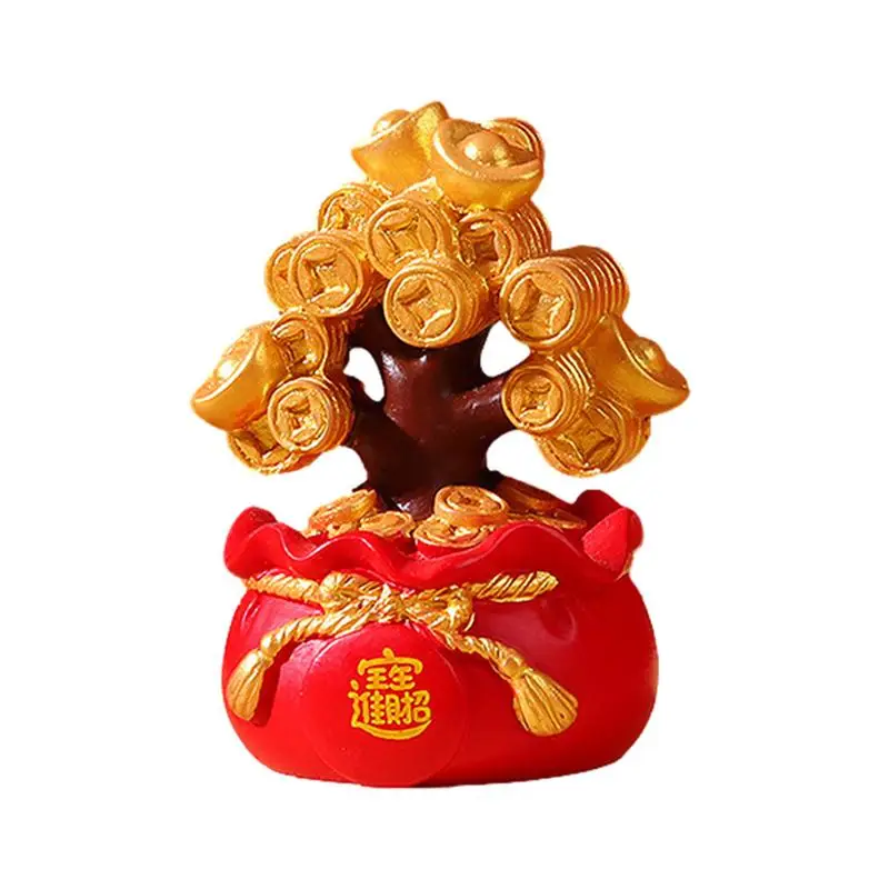 Gold Money Tree Money Bag Statue Durable Exquisite Craftsmanship Creative Feng Shui Money Bag For Bringing Wealth Prosperity