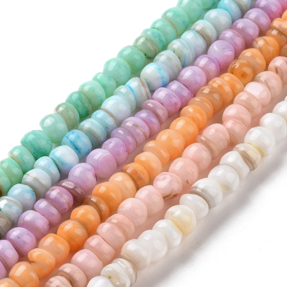 

5Strand Natural Freshwater Shell Beads 6.5~7.5mm Rondelle Loose Beads for jewelry making DIY bracelet necklace,about 85pc/strand