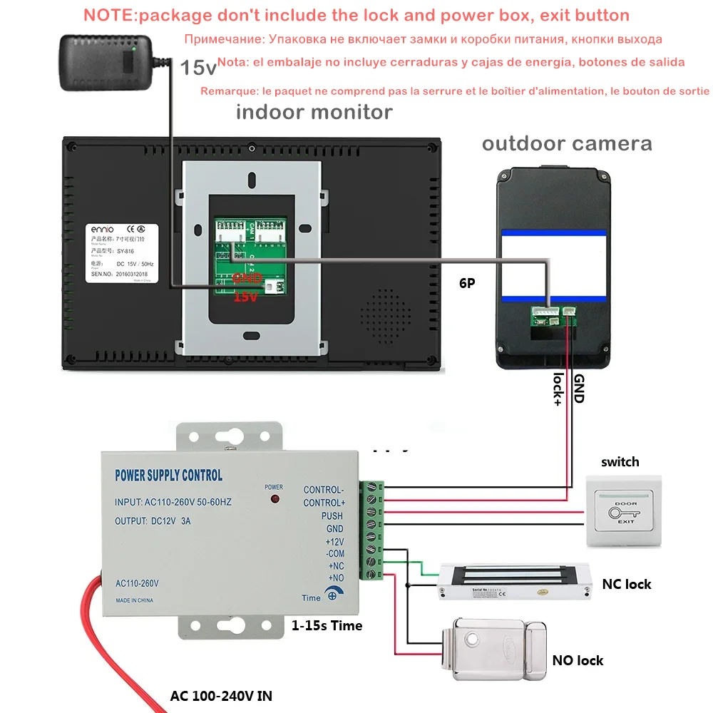 Imagem -06 - Video Porteiro com Senha Rfid Câmera de Campainha 1000tvl Sistema de Controle de Acesso Remoto sem Fio para Casa e Apartamento