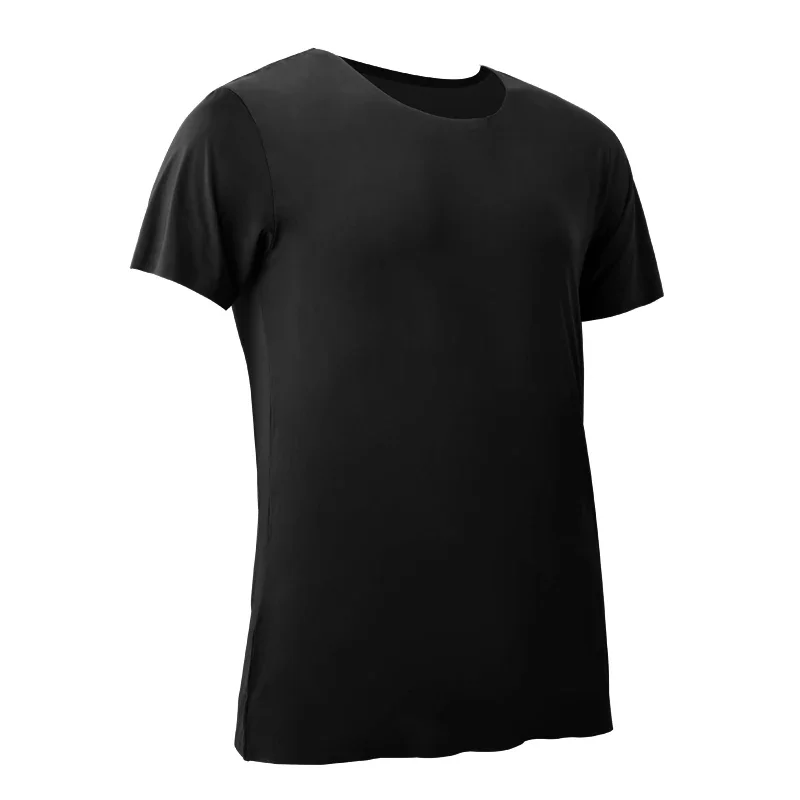 Sommer-Eisseide, nahtloses Herren-Kurzarm-T-Shirt, Rundhalsausschnitt, halbärmelige Kleidung, dünnes Basishemd, schlanke Unterwäsche