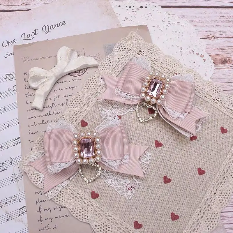

【1pair】Japanese style JK hair bow hairpin Woman accessories hair clips trendy Mini hairpin y2k accessories Lolita heart