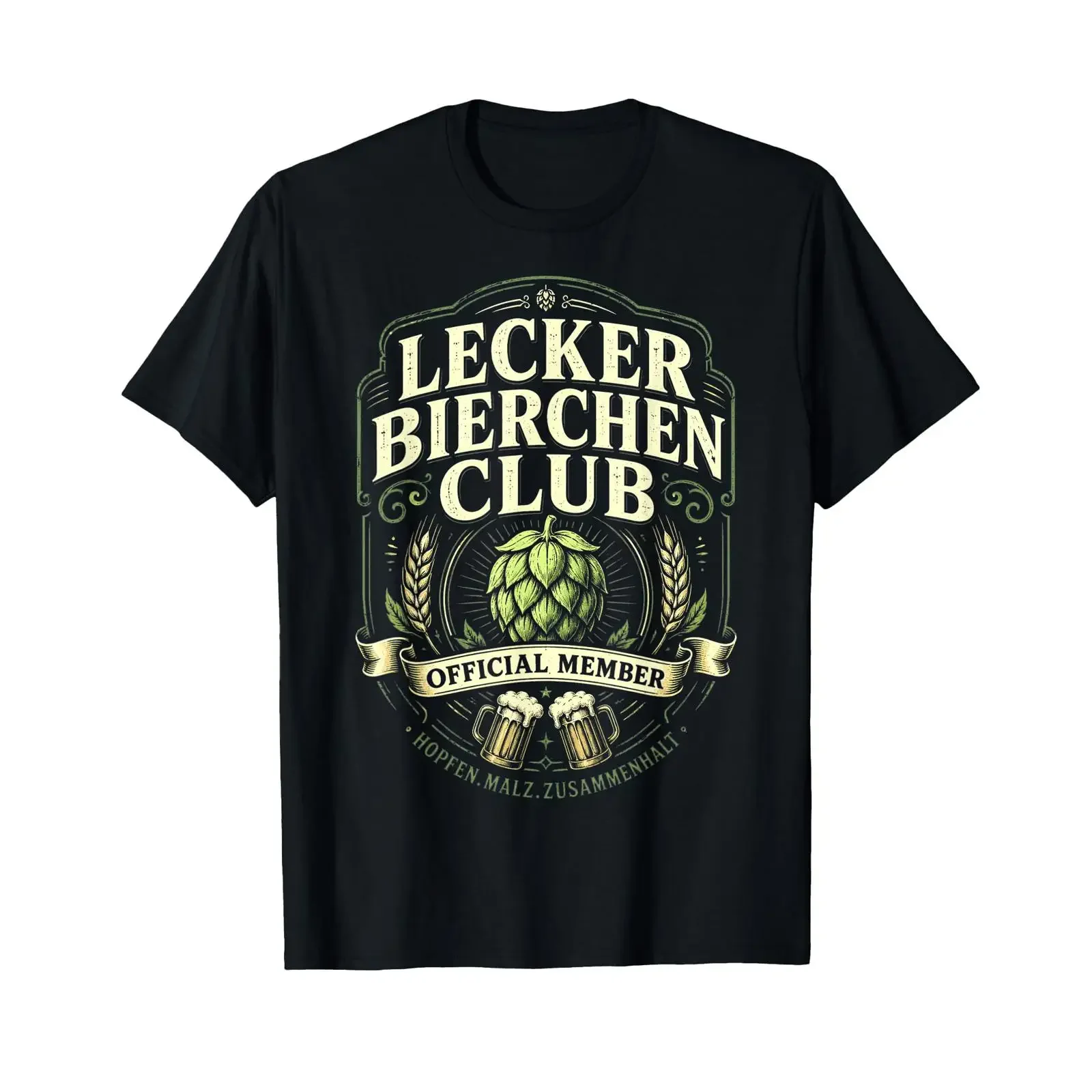Lecker Bierchen Club Bier Party Festival Mallorca Spruch T Shirt vintage Washed Unisex Versatile Soft Top For Everyday Wear