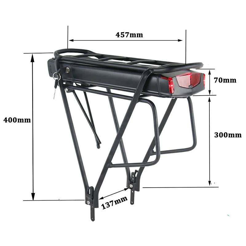 E-Bike-Akku mit Gepäckträger, Lithium, leistungsstarkes Elektrofahrrad, 36V 15Ah 17,5Ah E-Bike-Akku für 250W-1000W Bafang-Motor – Detail 2