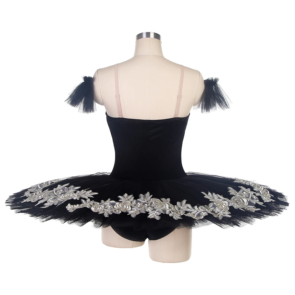 Bll110 corpete de veludo preto pré-profissional balé tutu meninas e mulheres competição ou desempenho trajes de dança panqueca tutu