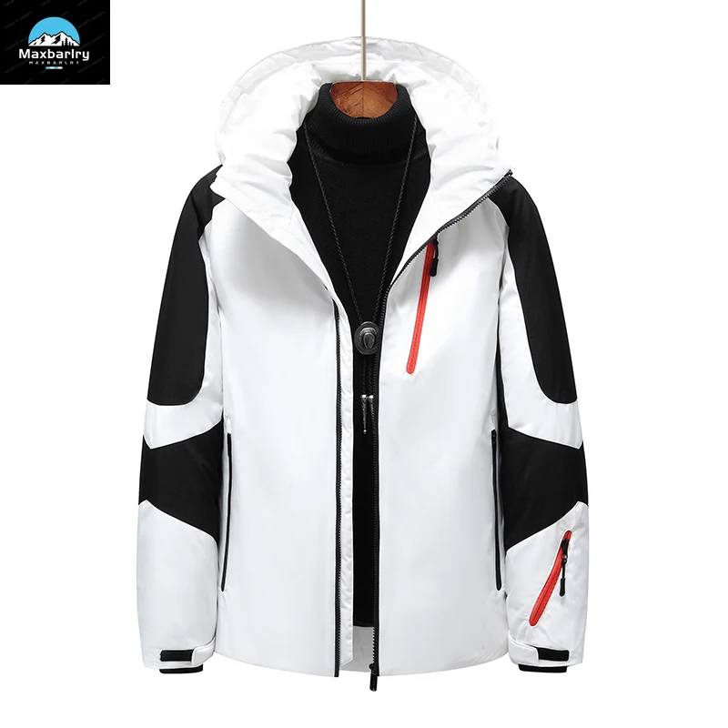 Chaqueta acolchada de retales para hombre, abrigo grueso y cálido de plumón de pato blanco a prueba de viento, Parka para exteriores, invierno, 2021