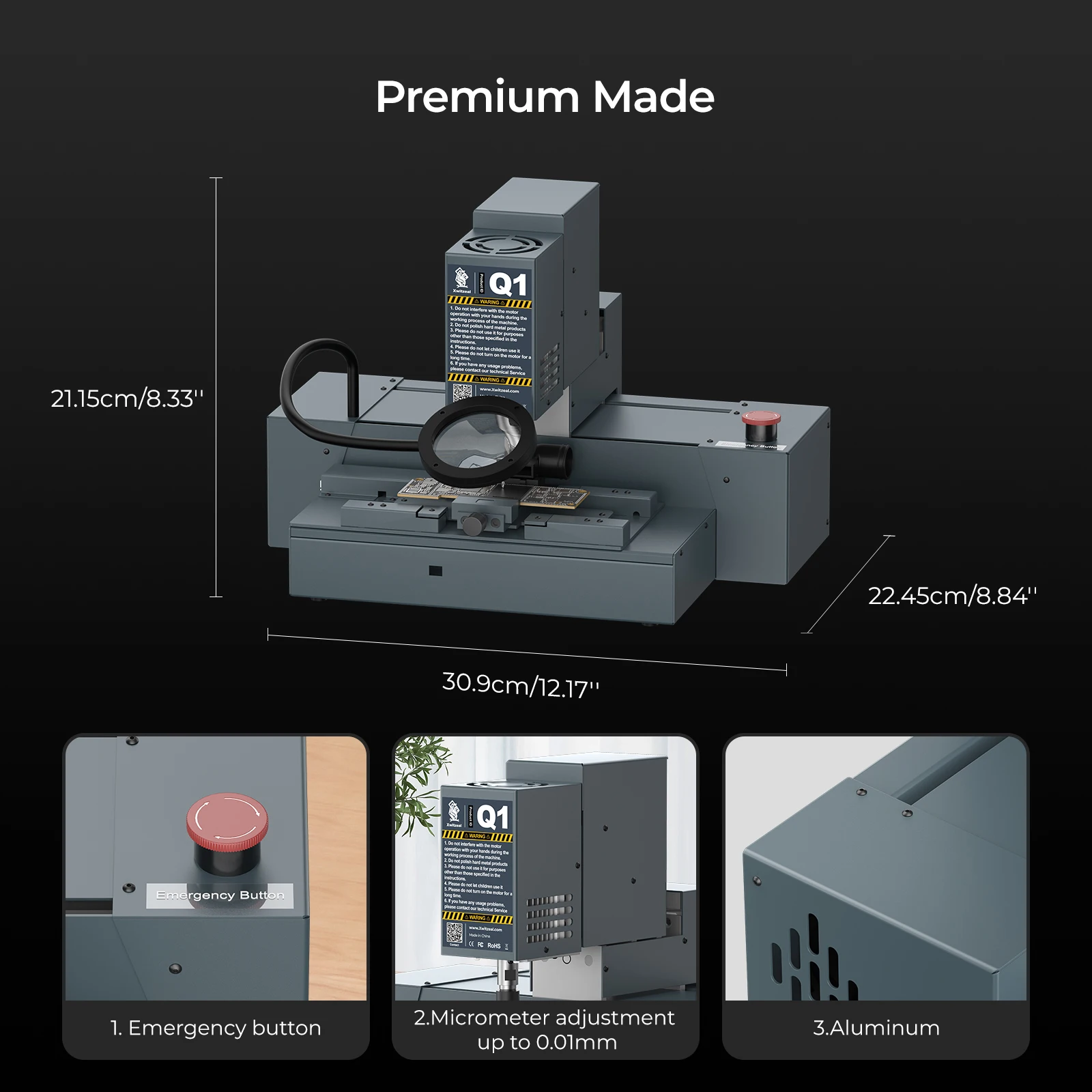 Xwitzeal ®   Rectificadora automática de Chip IC de teléfono móvil CNC Q1 para iPhone 13 14 16 Pro Android placa base de pulido PCB CPU