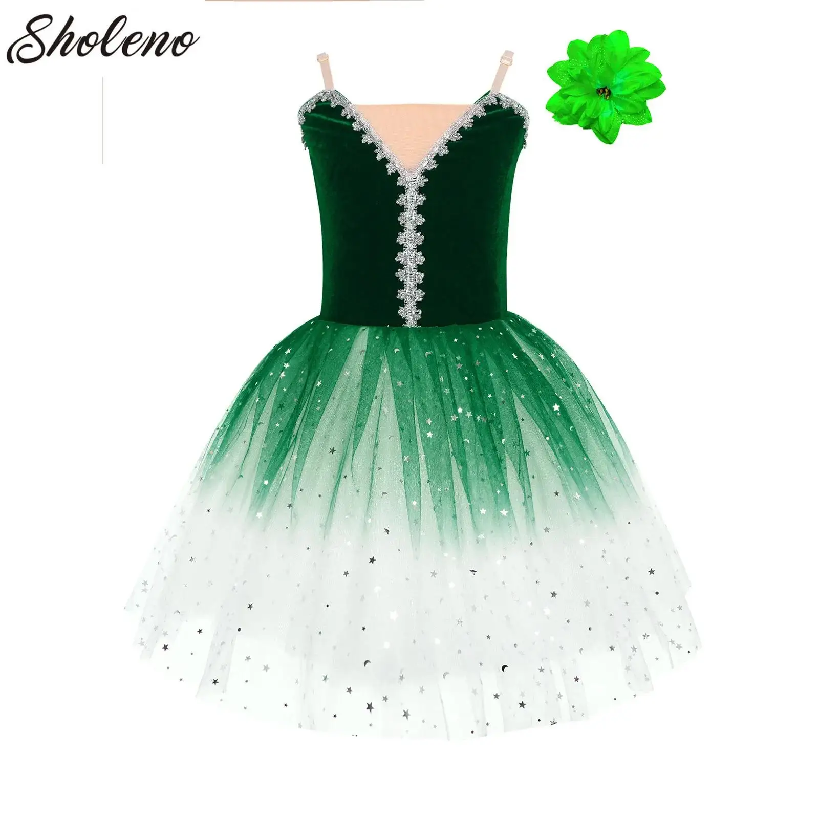 

Kids Girls Long Tutu Professional Swan Lake Ballet Costume Ballet Tutu Ballet Dress Stage Performance Dancewear with Headwear
