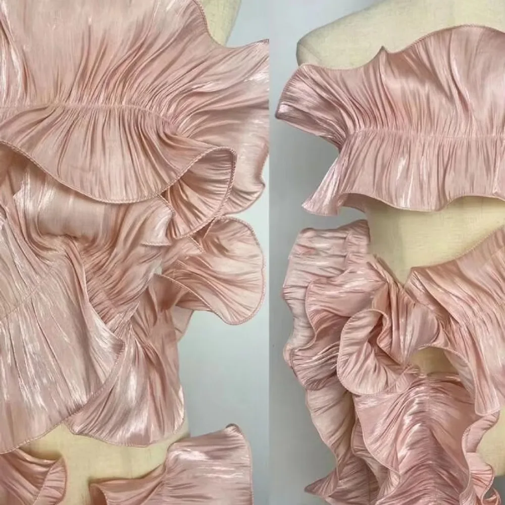 

1 ярд с рюшами и кружевной кромкой, атласная плиссированная лента, ткань 18 см, широкий край, плиссированная кружевная лента, отделка блестящей занавески-букета