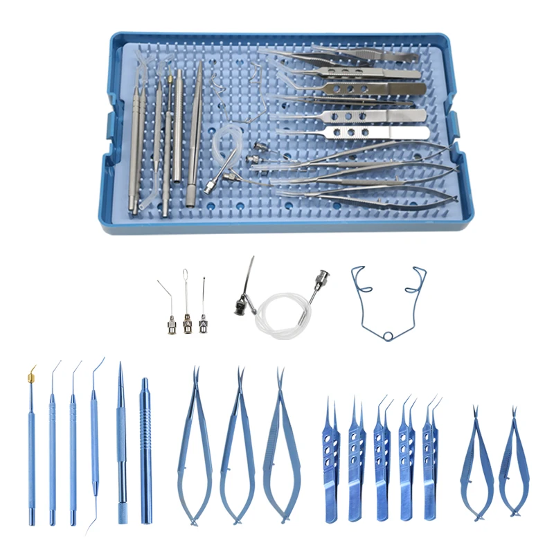 

GREATLH Ophthalmic Cataract Intraocular Tools Set Stainless Steel Titanium Alloy Eyelid Ophthalmic Instrument