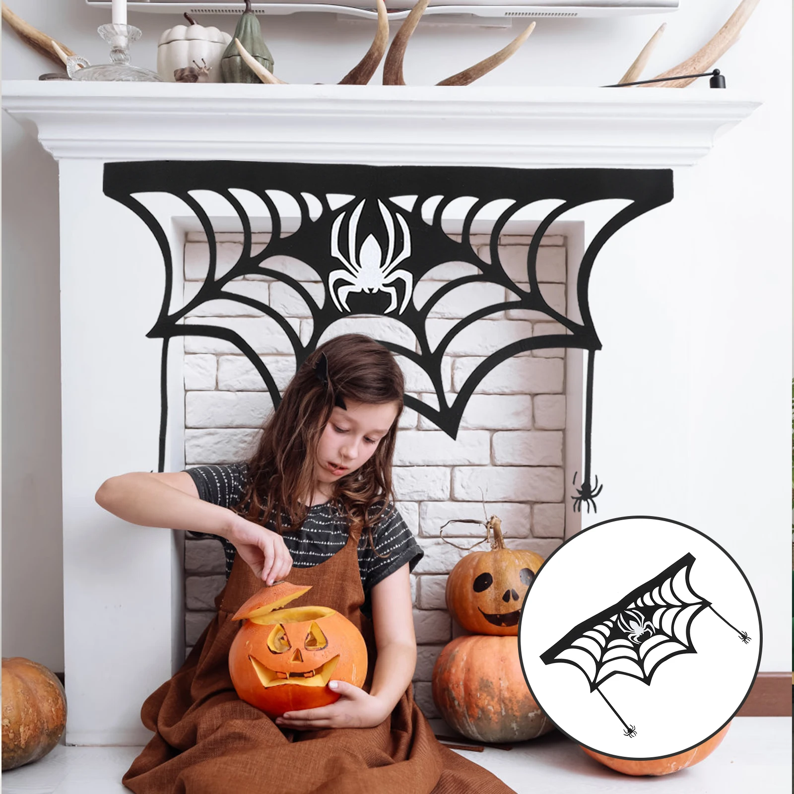 

Украшение края паука Хэллоуин камин шарф крышка камина реквизит для вечеринки поставка паутины