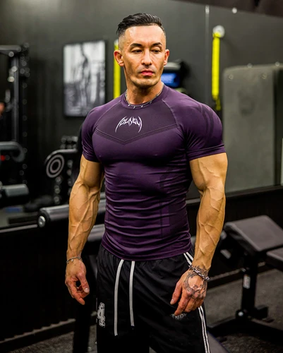 Imagen 2 del producto Camiseta de manga corta transpirable ajustada para hombre, camiseta adecuada para fitness, correr, entrenamiento y ciclismo, verano