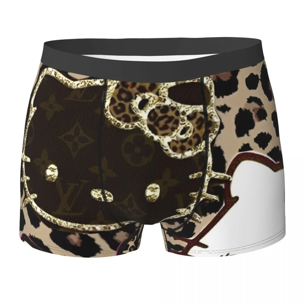 

Hello Kitty Leopard Print Underwear Men's Shorts Briefs Classic Boxer Shorts Trenky Design Plus Size Underpants