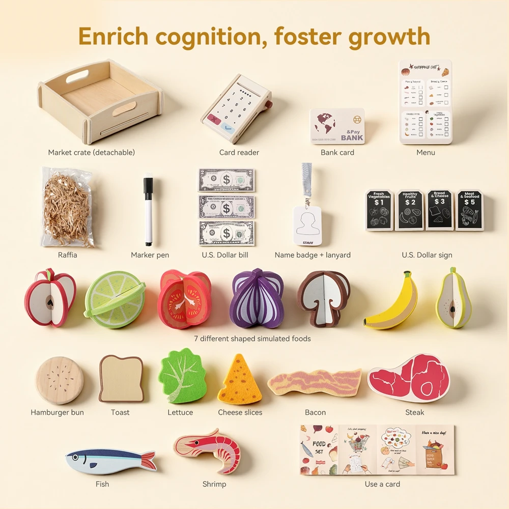 Simulation Operating Toy Set Wooden Baby Toys Baby Interactive Social Game Playhouse Toys Wooden Fruits, Vegetables Toy Kid Gift