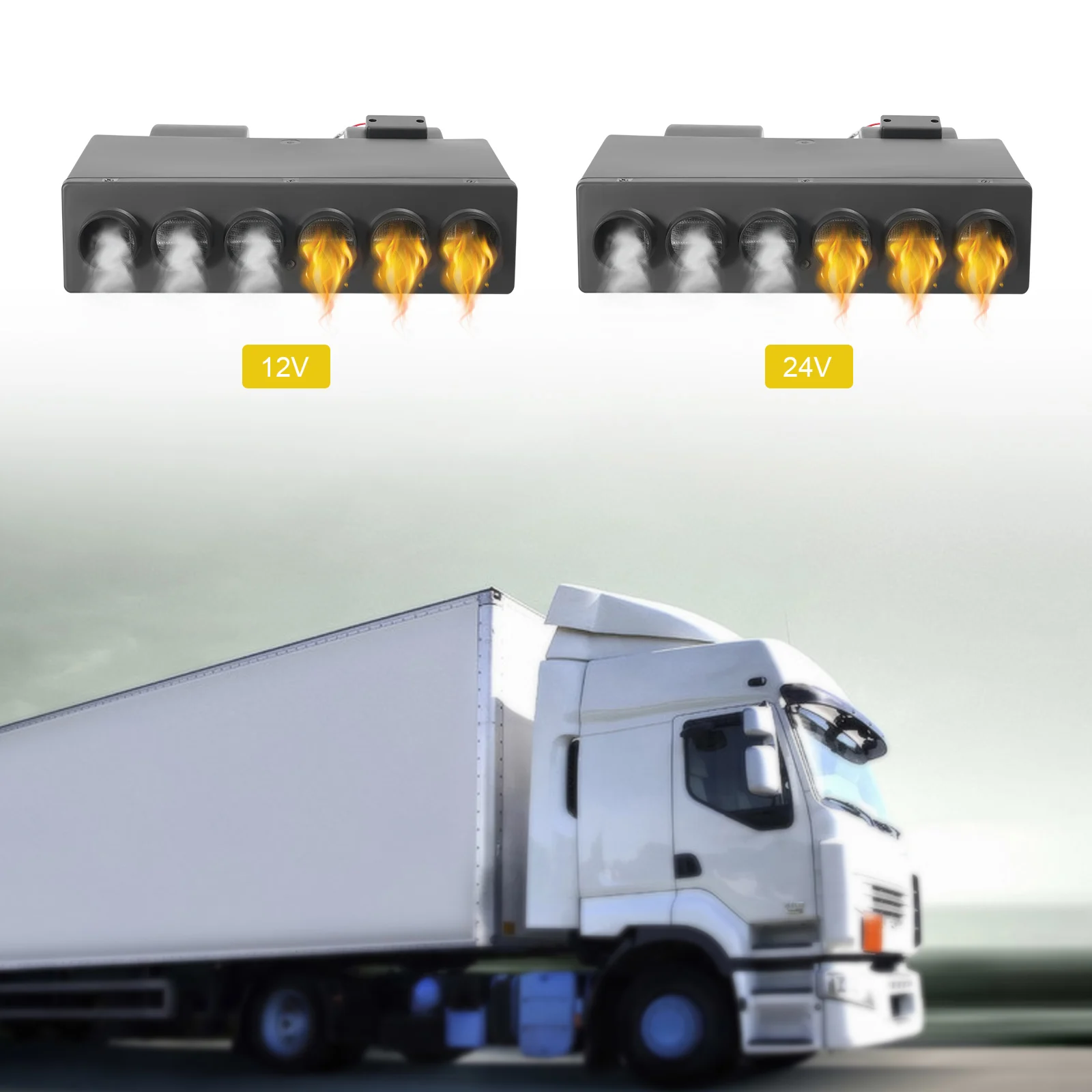 مبخر تيار متردد ساخن/بارد 6 فتحات 12 فولت/24 فولت 3 سرعات للشاحنات ومركبات البناء الزراعية