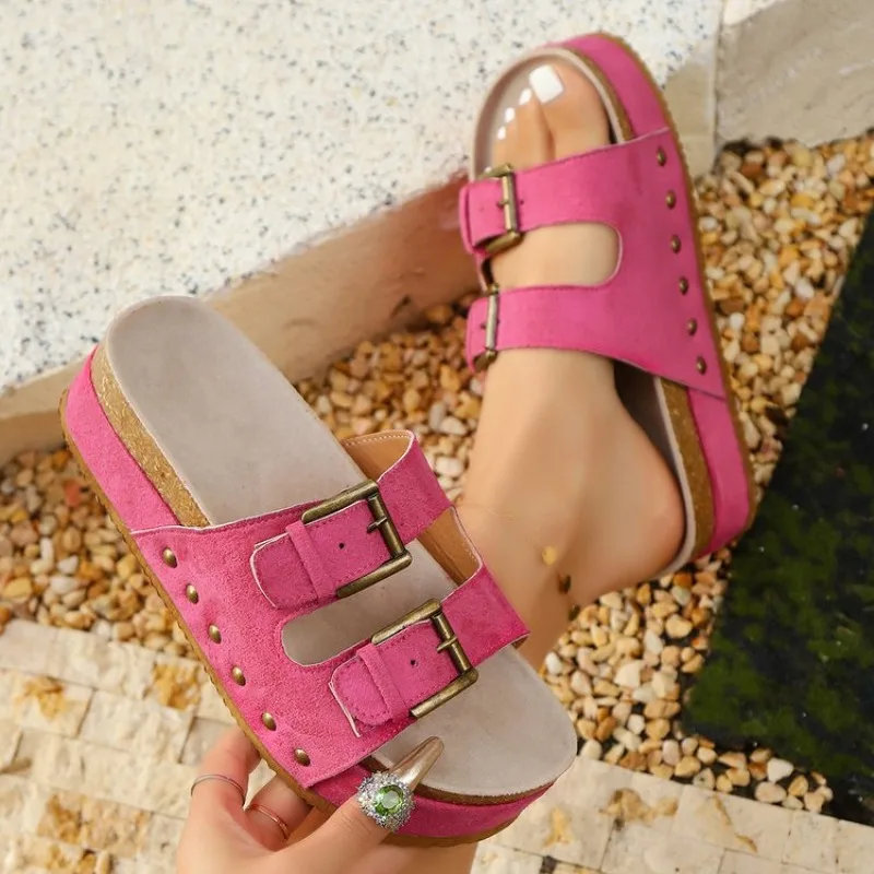 

New Round Toe Thick Sole Open Toe Casual Slippers in Summer Fashion Elegant and Lightweight Outside Slippers for Women