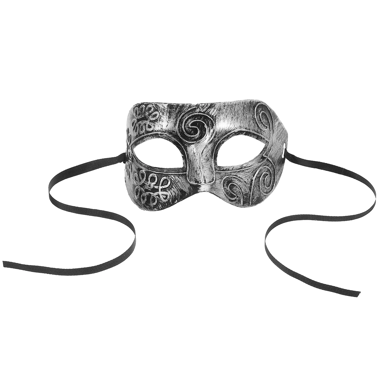 Masque facial de mascarade pour hommes, Style combattant romain, argent, bande élastique en plastique dur Durable, parfait pour Halloween, bal masqué fantaisie