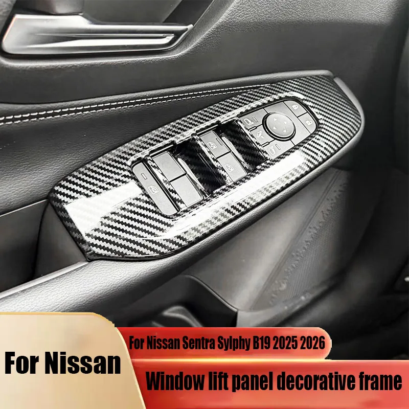 For Nissan Sentra Sylphy B19 2025 2026 Window lifting panel decorative frame ABS material interior protective component