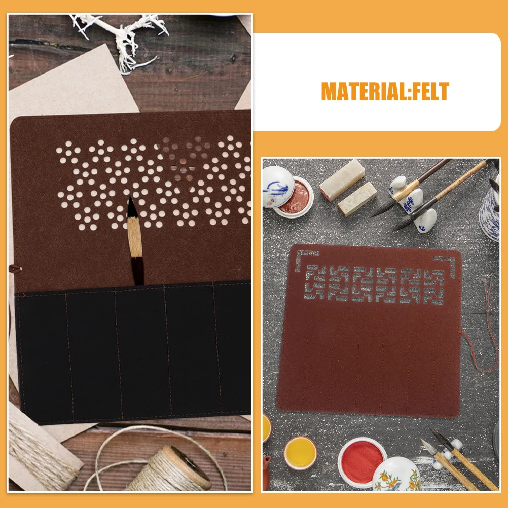2 шт., фетровый чехол для ручек, держатель для кистей для каллиграфии, элегантный полый дизайн, практичная сумка для канцелярских принадлежностей для художников