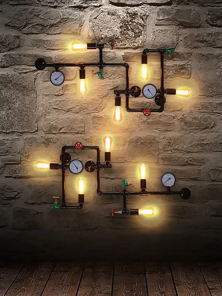 خمر الرياح الصناعية الجدار مصباح علوي الحديد المطاوع الديكور الممر بار مقهى غرفة نوم الإبداعية شخصية مصباح أنابيب المياه #2