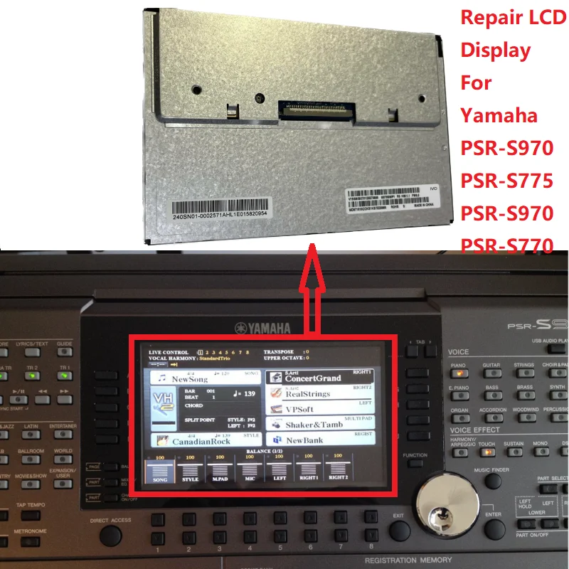 

7-дюймовый ЖК-дисплей для Yamaha PSR-S970 PSR-S775 PSR-S970 Matrix Screen Repair