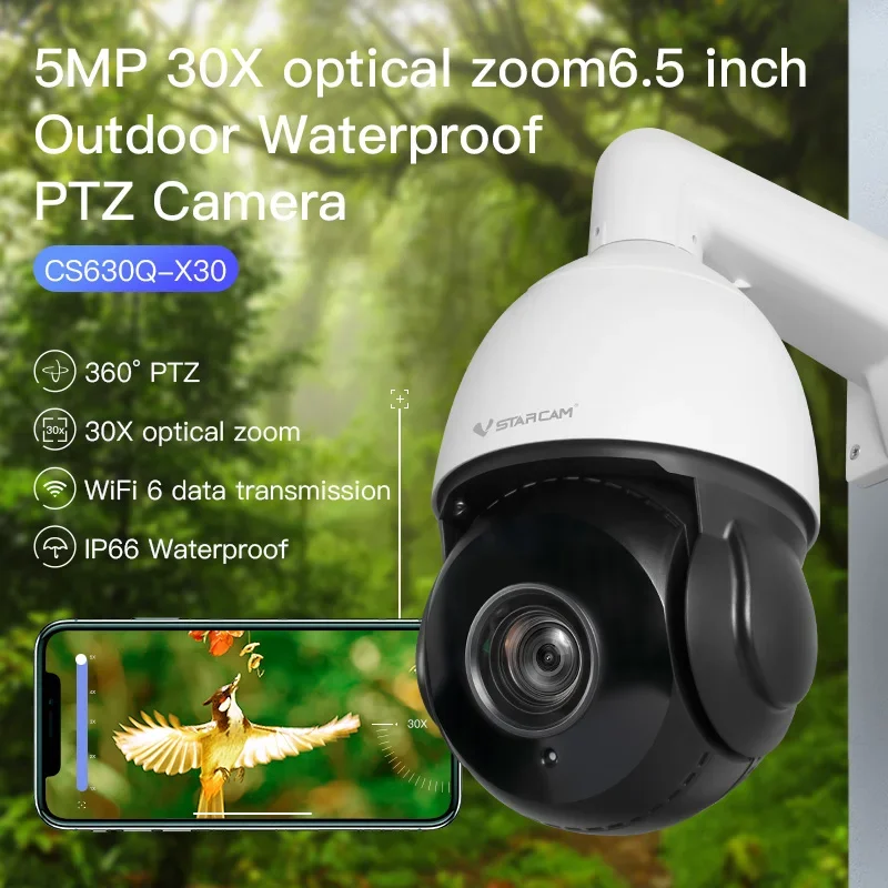 VStarcam PTZ Camera outdoor 30x optical zoom wifi6 ip security camera system 360 degree solar cctv camera 5mp wifi poe