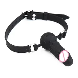 Adult Games Silicone Dildo Mouth Gag Bondage Gear Restraints Strapon Dildo Head Strap Mouth Plug Oral Sex Toys For Couples