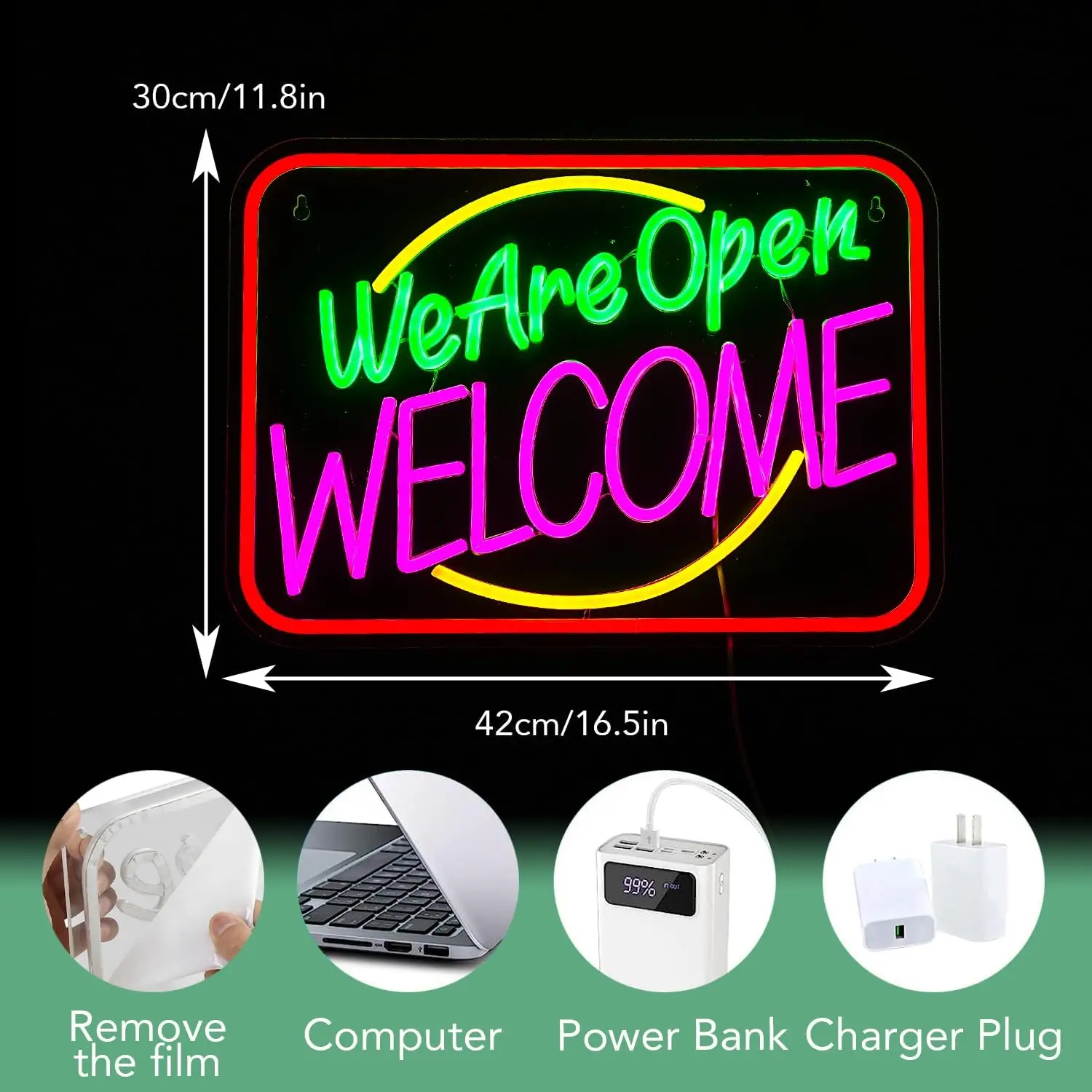 نحن مفتوح ترحيب النيون عكس الضوء مفتوح LED ضوء تسجيل جدار ديكور للمقهى بار مطعم صالون فندق نافذة الترحيب