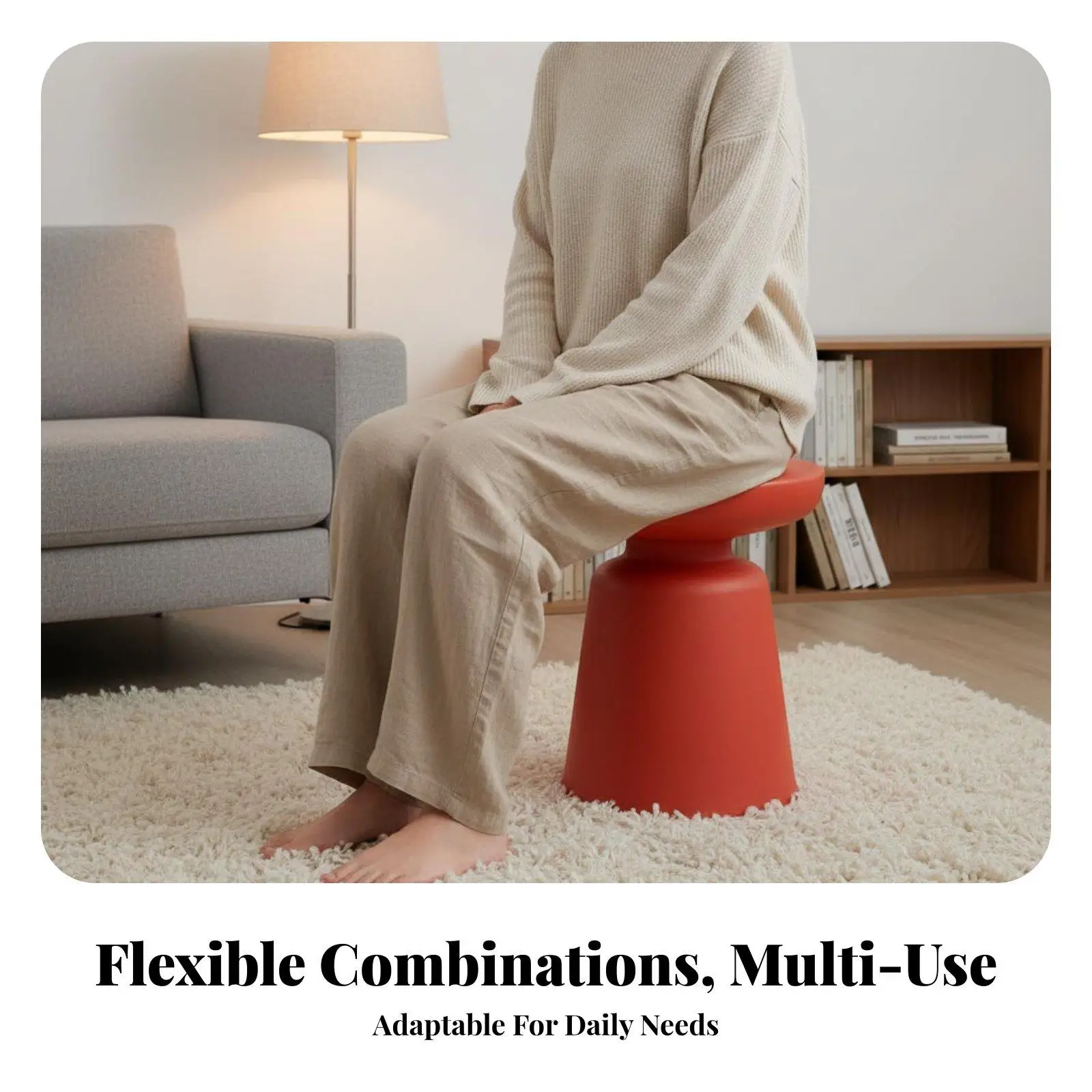 Contemporary PE PP Coffee Table for Living Room Round Minimalist Side Table for Sofa and Plant Stand
