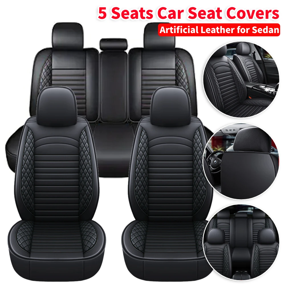 

11Pcs 5 Seats Full Set Seats Cover Leather Front Rear Seat Cushion Cover Front Rear Seats Protective Covers for Most Cars