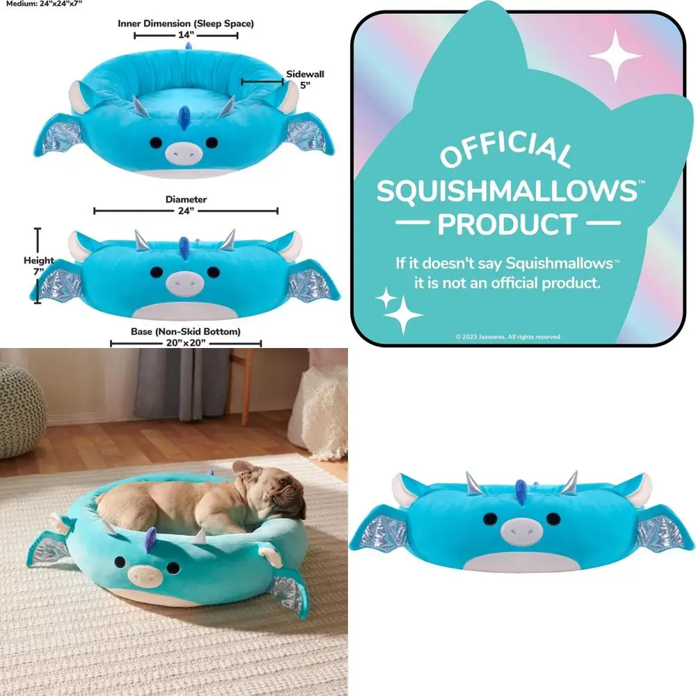 

Medium Size Tatiana Dragon Plush Pet Bed for Dogs and Cats - Official Ultrasoft 24-Inch