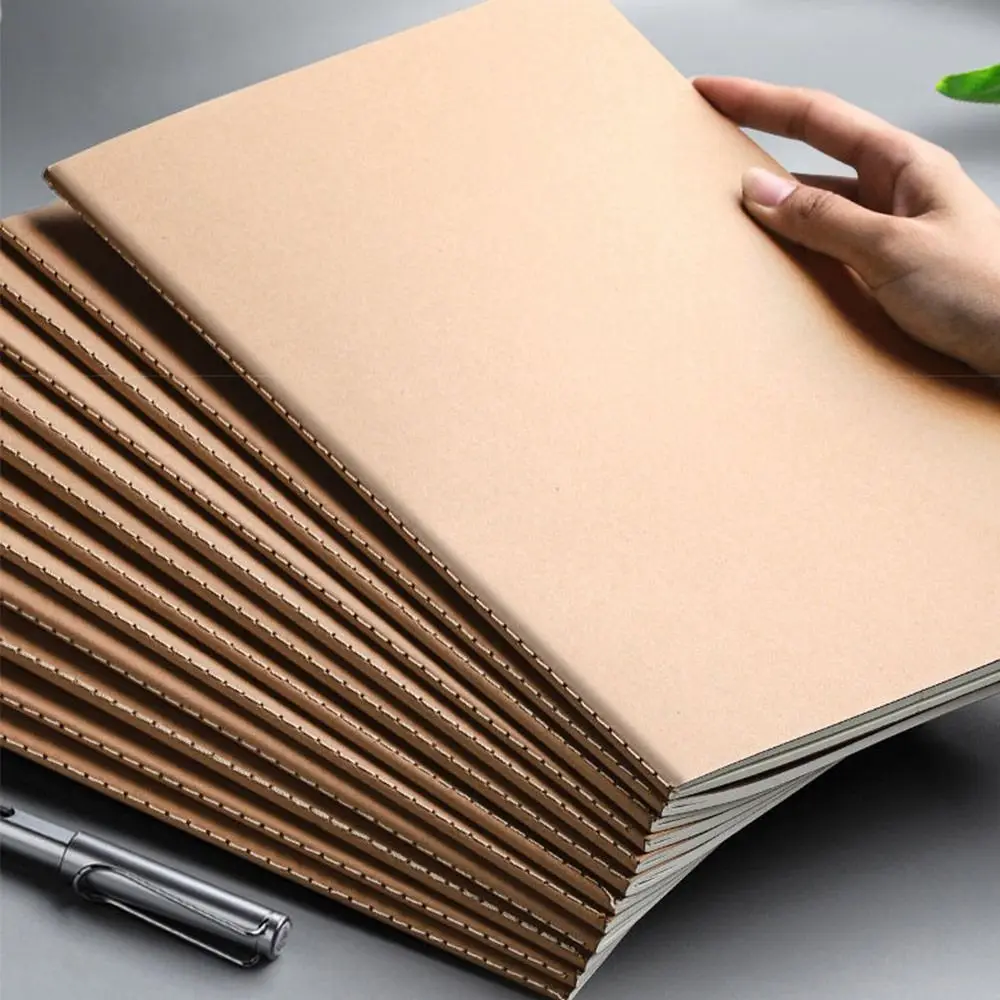 

High Quality A4/B5 Notebook Kraft Cover Grid/Lined/Blank Diary Book Sketchbook School