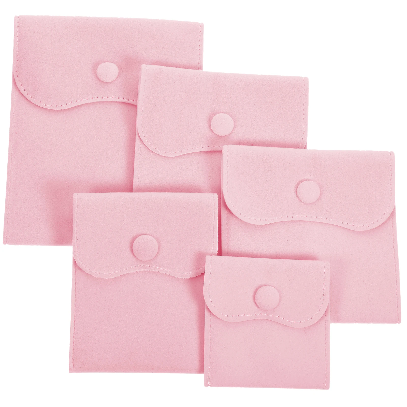

15pcs Jewelry Storage Bags 7x7cm 10x10cm 8x10cm 10x12cm 11x14cm Snap Button Flannel Portable Gift Pouches For Party Favors