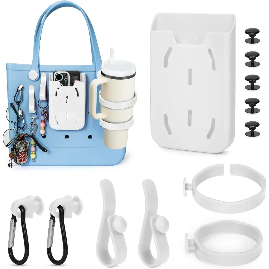 

6PCS Accories for Bogg Bags Phone Holder Adjustable Cup Holder Insert Hooks and Keychain Bag Accories Compatible with Bogg Bag