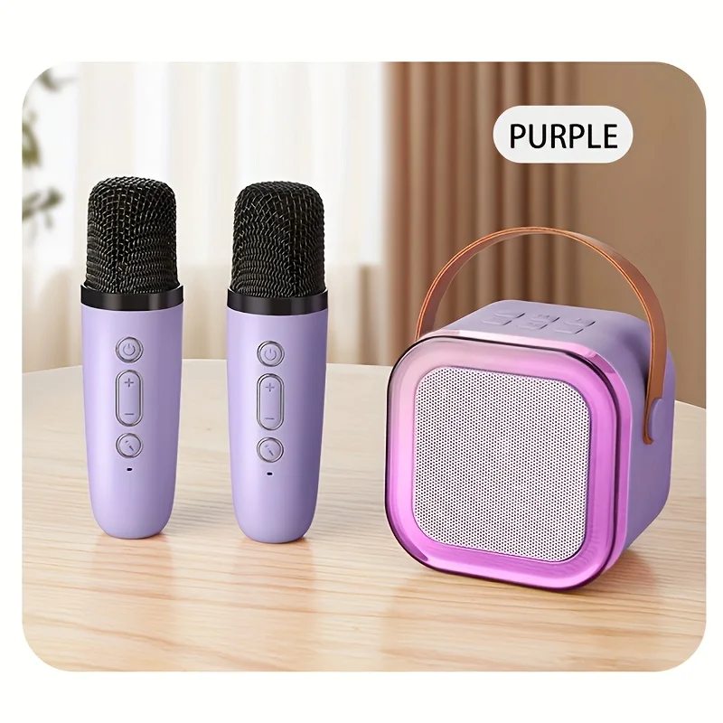 GMOX Mini Karaoke Machine with 2 Wireless Microphones for Kids Portable Bluetooth Speaker Singing Toy Best Birthday Gift