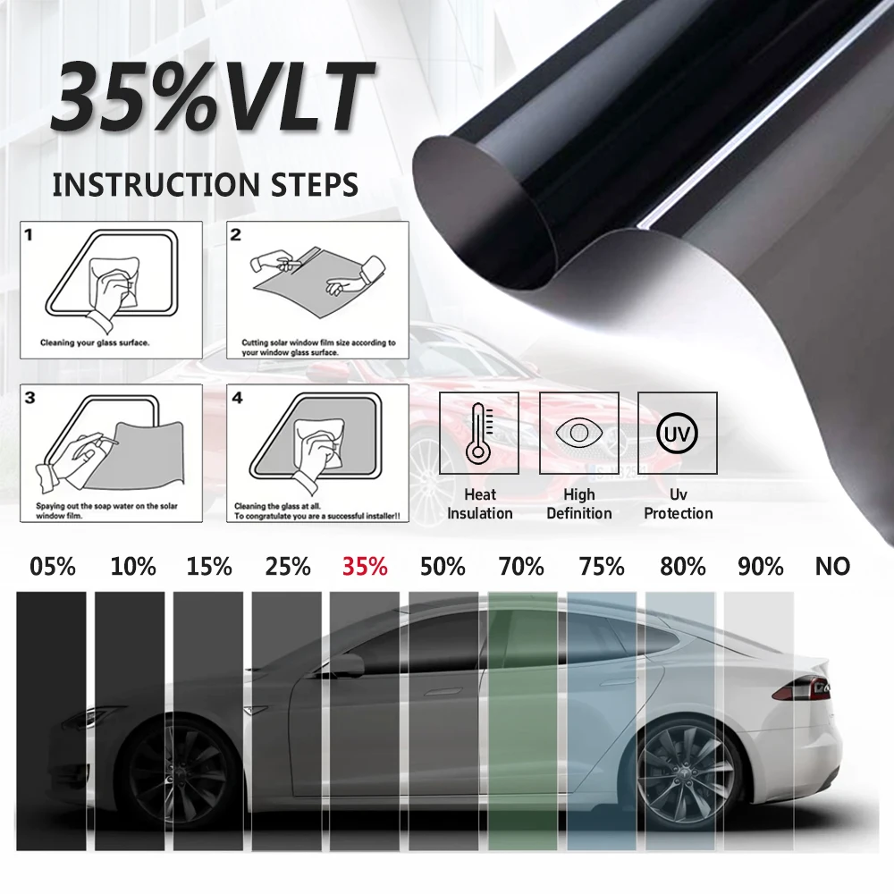 VLT35% Width 50cm HIR100% Heat Resistant Privacy Protection Nano Ceramic Window Solar Film Tint Film For Car