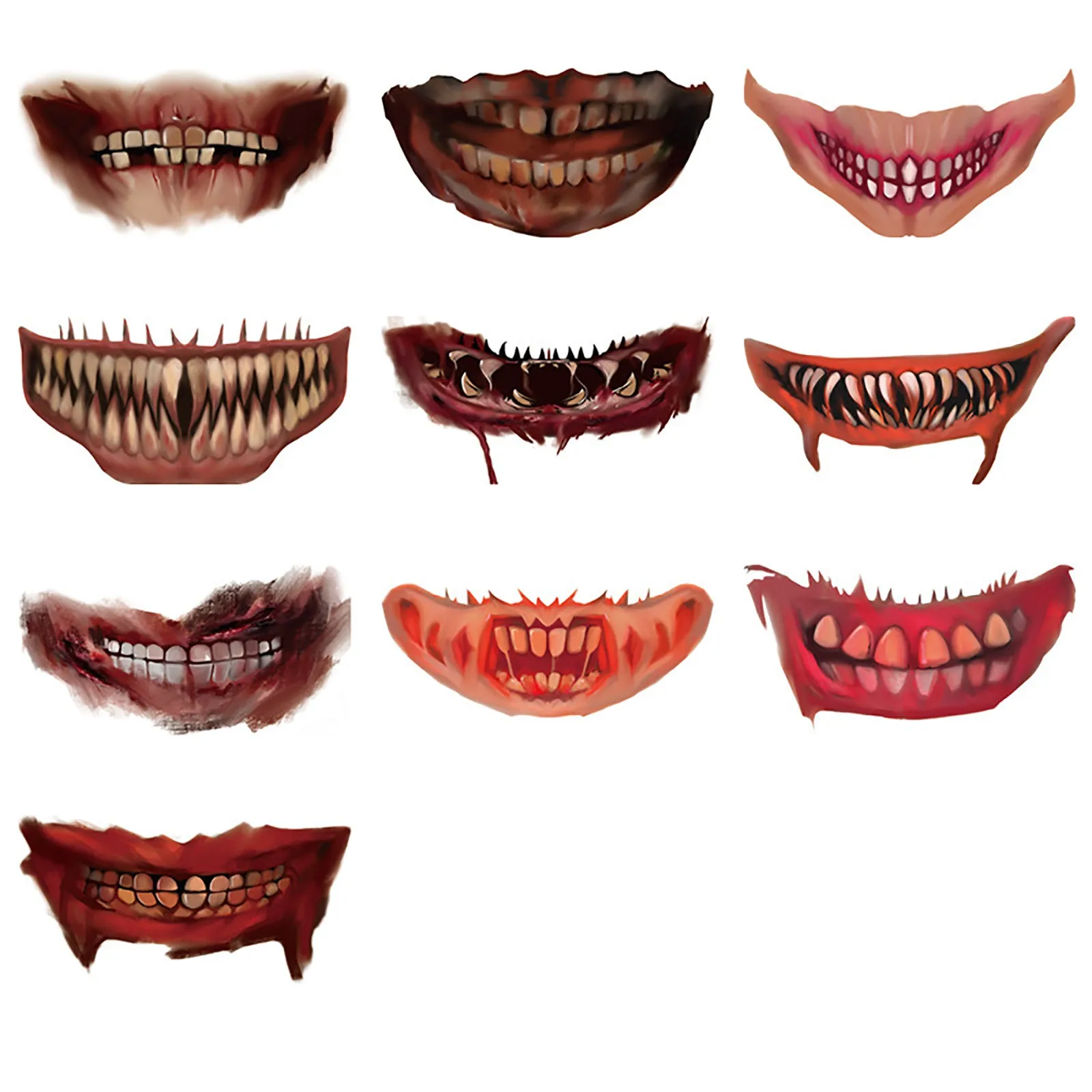 Halloween Mouth Tattoos Party Horror Scary Lips Party Holiday Decorations 2024 Cosplay For Women And Men DecoracióN Halloween