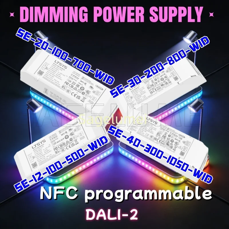 NFC programmable DALI-2 dimming power supply 12W 100-500mA 20W 100-700mA 30W 200m-800mA 40W 300mA-1050mA Lighting Transformer