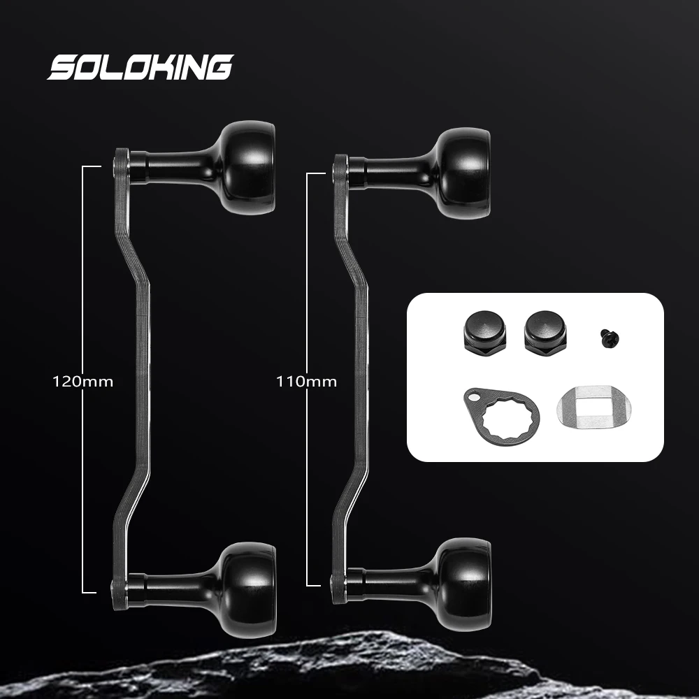 SOLOKING baitcast بكرة مقبض 110 مللي متر/120 مللي متر الروك الذراع ألياف الكربون الذراع مقبض معدني 8*5 مللي متر المسمار اليسار/اليد اليمنى بكرة مقبض #4