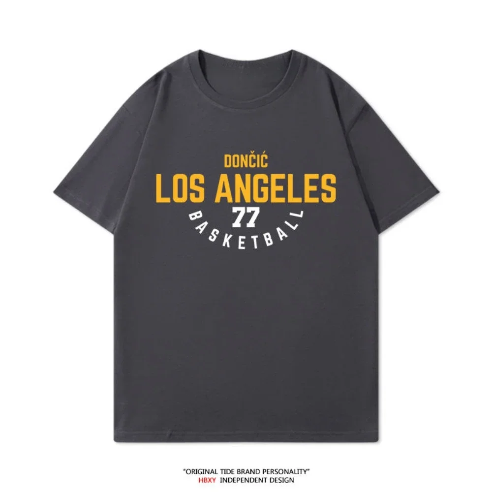 2025 الصيف لوس انجليس ليكرز Doncic جيمس كرة السلة تي شيرت الرياضة قصيرة الأكمام نصف كم الرجال قمة الموضة غير رسمية