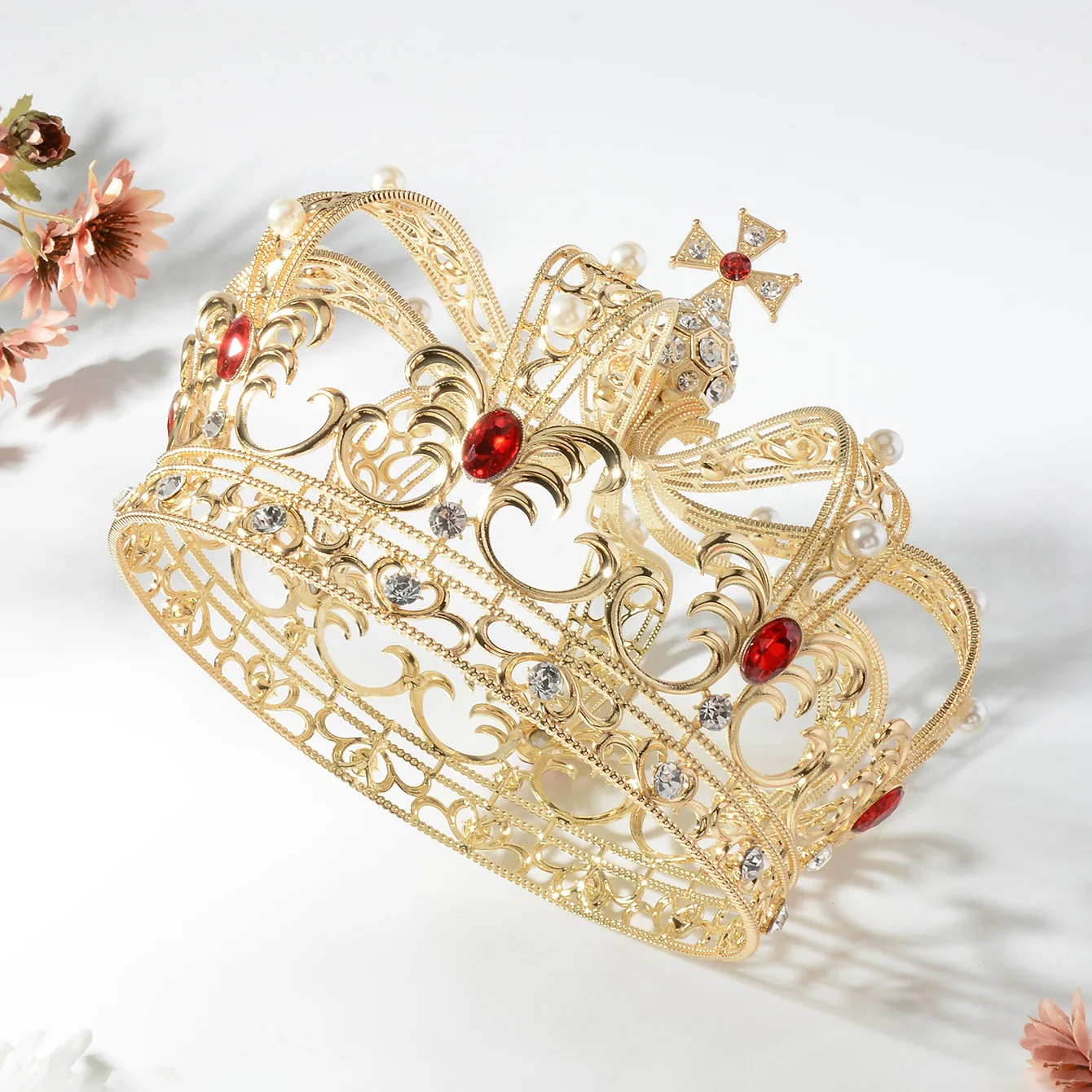 Royal Cross Castle Rhinestone Crown Party Tiara wedding Props