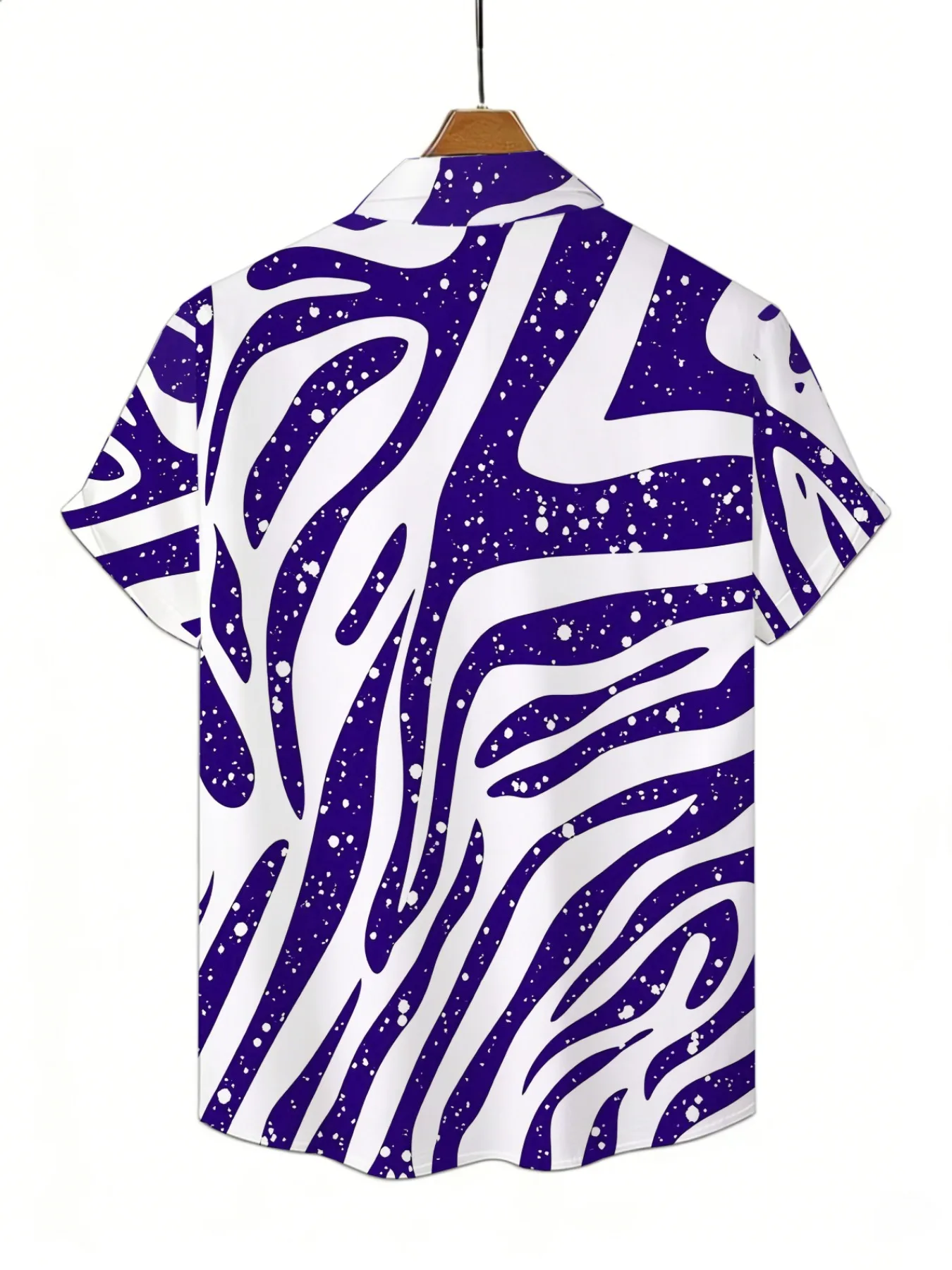 Men's Shirt Purple White Zebra Stripe Print Short Sleeve Lapel Loose Streetwear Summer Casual Daily Mens Clothing