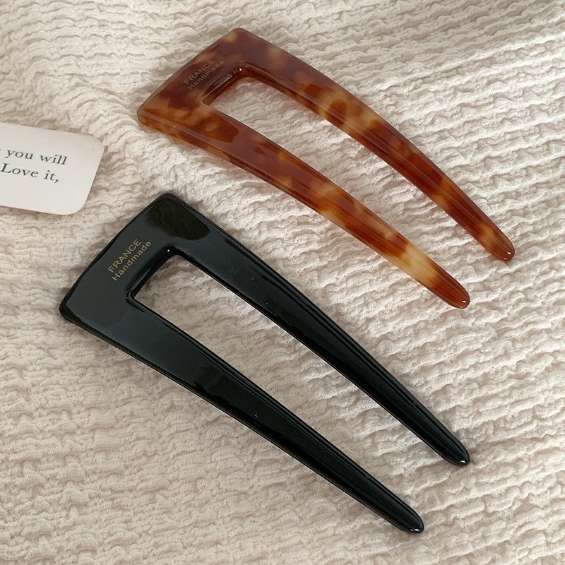 Fashion New 9.5CM Long U-shape Portable Marble Tortoise Shell Wide Tooth Acetate Hair Comb For Woman Girls