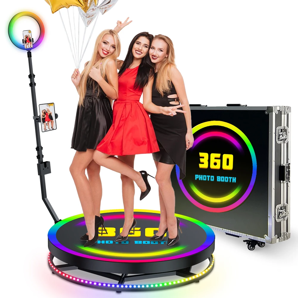 360 Degree Photo Booth 360 Photo Booth Machine Automatic Rotating Spin Photo Booth Machine with Flight Case for Wedding Party