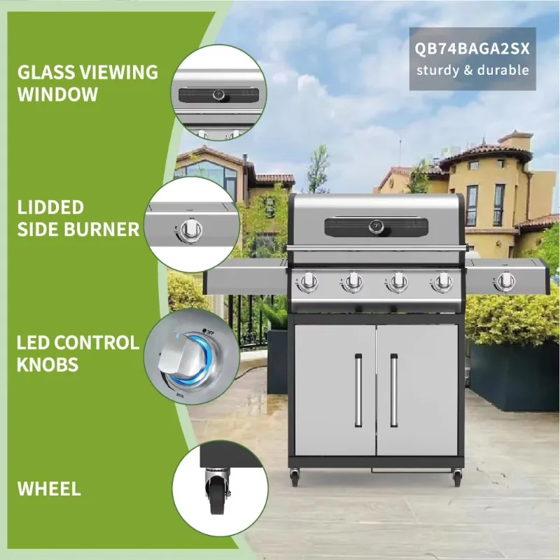 

Performance 4-Burner Grill Stainless Steel Cabinet Style Liquid Propane Gas Barbecue Grill