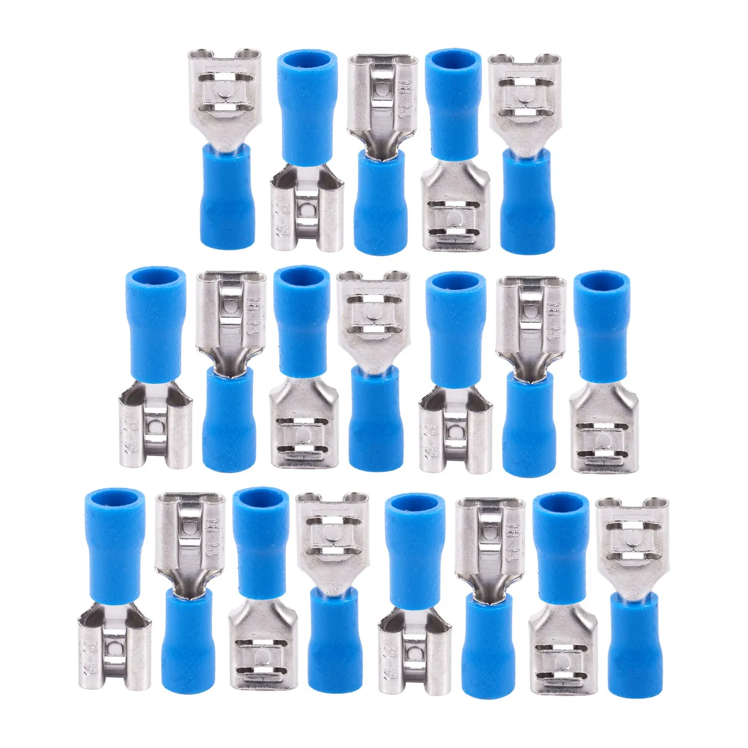 20 Blue Female Insulated Spade Wire Connector Electrical Crimp Terminal 14-16AWG