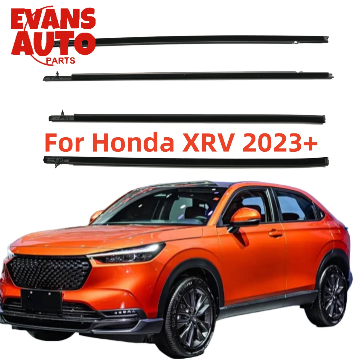 4Pcs Car Window Weatherstrip Black For Honda XRV 2023+ 72450-3M0-J01 72410-3M0-J01 72950-3M0-J01 72910-3M0-J01