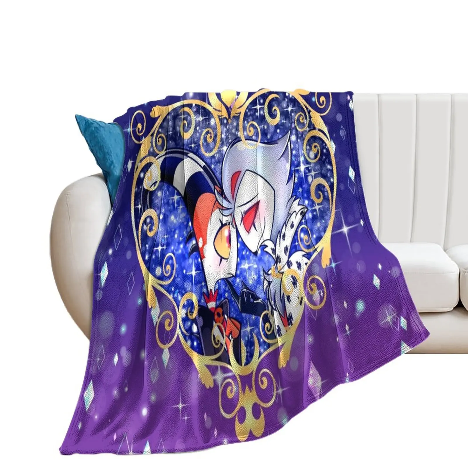 Helluva Boss Stolas and Blitzo Heart Frame Throw Blanket For Baby Winter beds Bed Fashionable Blankets